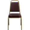 Flash Furniture HF1AGBN Trapezoidal-Back Stacking Banquet Chair, Brown Vinyl 2.5 Seat, Gold