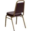 Flash Furniture HF1AGBN Trapezoidal-Back Stacking Banquet Chair, Brown Vinyl 2.5 Seat, Gold