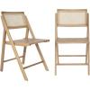 Flash Furniture Galene Cane Rattan Folding Chair Set, Solid Wood Frame and Seat, Ventilated Backrest, Event Seating Solution, Pack of 2, Black(Natural)