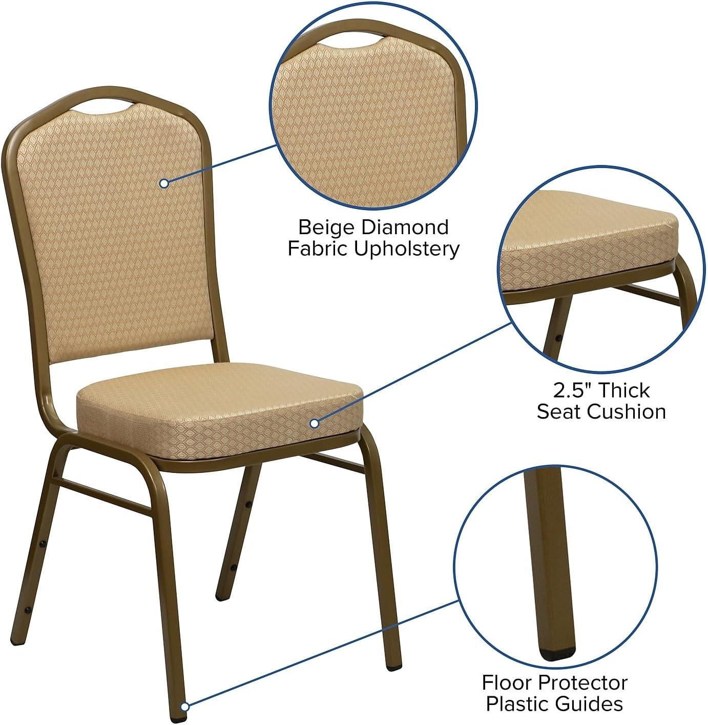 image:imageFlash Furniture 01AGH20124E Crown Back Stacking Banquet Chair Beige Fabric 25 Seat Gold Frame