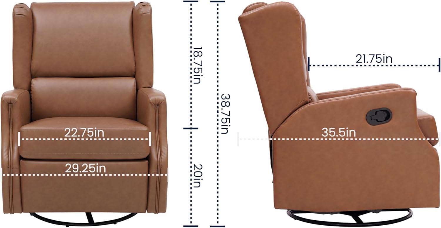 image:imageFlash Furniture Omma Swivel Glider Rocking Recliner Manual Wingback Recliner with 360 Degree Swivel for Living Room Bedroom or Nursery Cognac LeatherSoftCognac Leathersoft