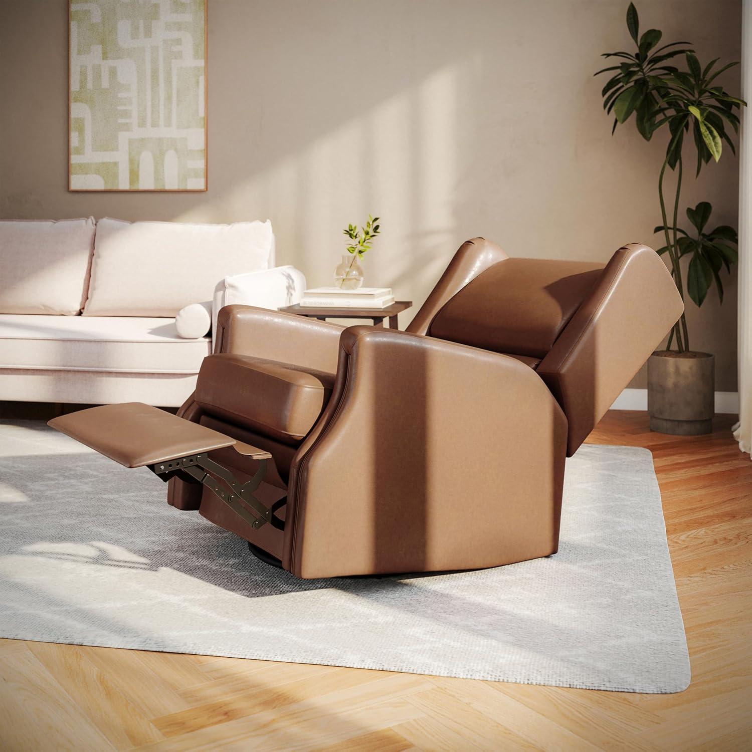 image:imageFlash Furniture Omma Swivel Glider Rocking Recliner Manual Wingback Recliner with 360 Degree Swivel for Living Room Bedroom or Nursery Cognac LeatherSoftCognac Leathersoft