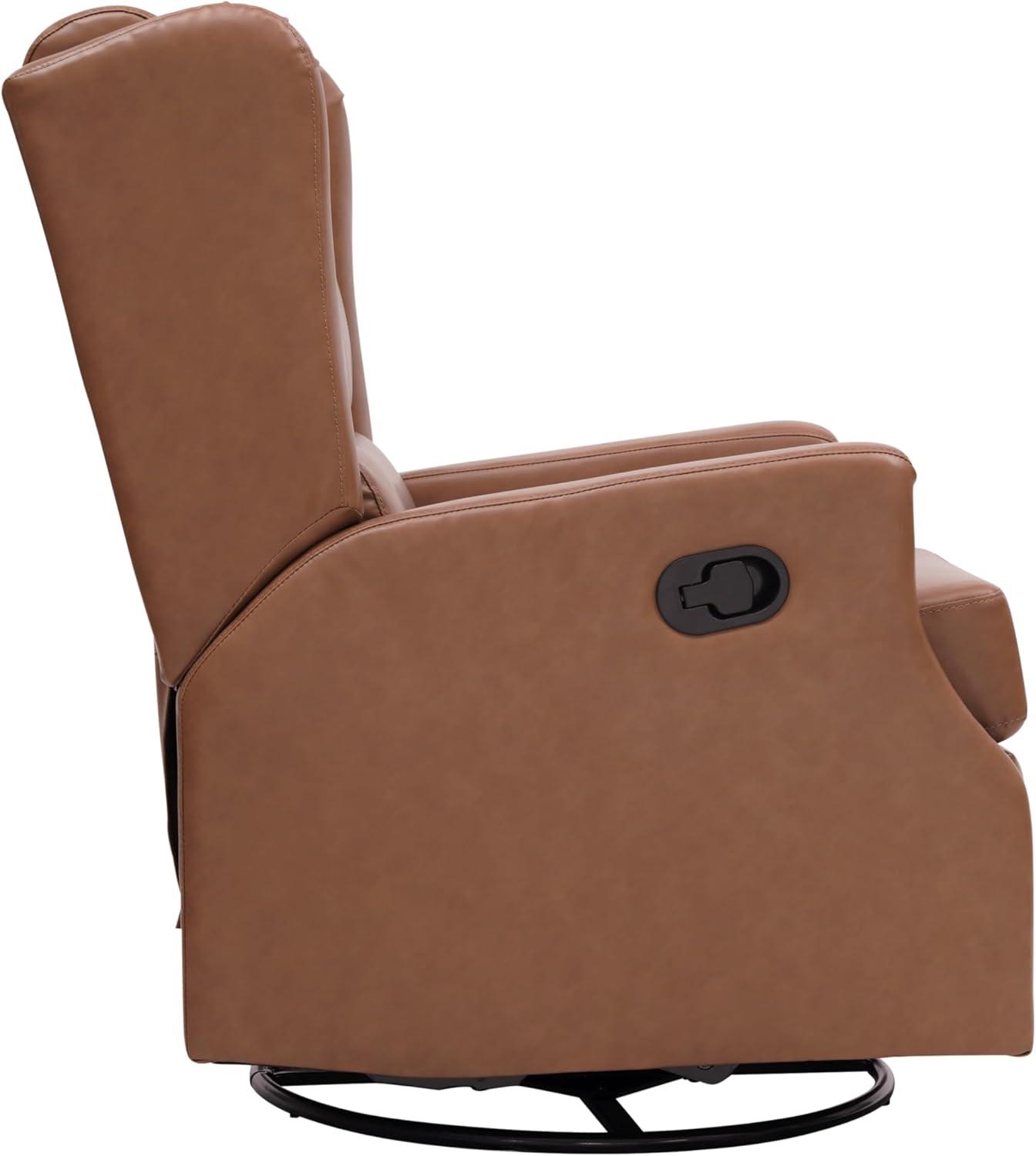 image:imageFlash Furniture Omma Swivel Glider Rocking Recliner Manual Wingback Recliner with 360 Degree Swivel for Living Room Bedroom or Nursery Cognac LeatherSoftCognac Leathersoft