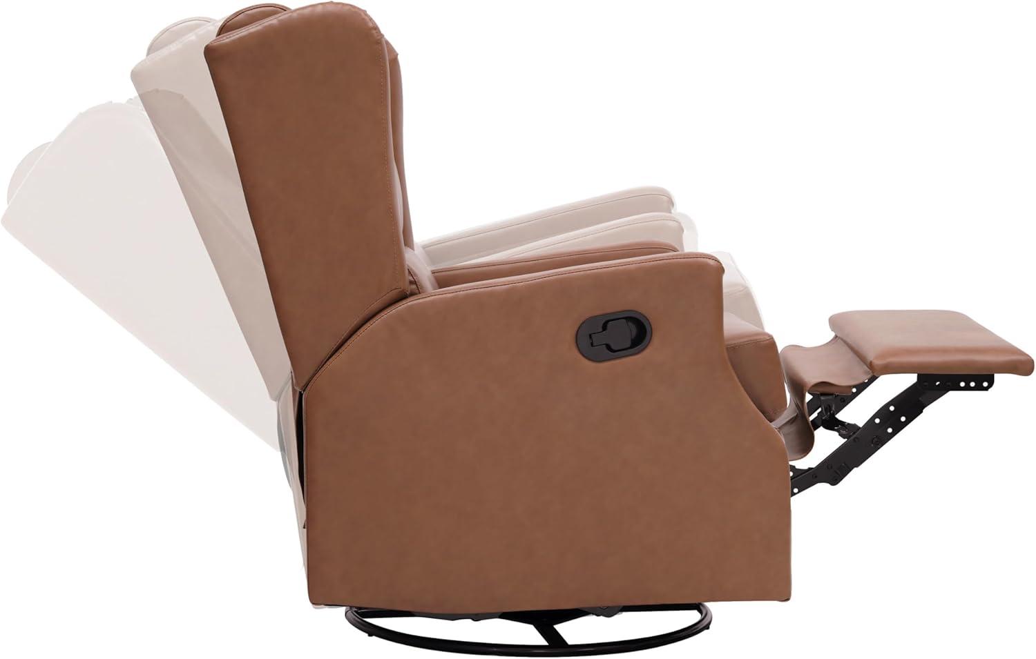 image:imageFlash Furniture Omma Swivel Glider Rocking Recliner Manual Wingback Recliner with 360 Degree Swivel for Living Room Bedroom or Nursery Cognac LeatherSoftCognac Leathersoft