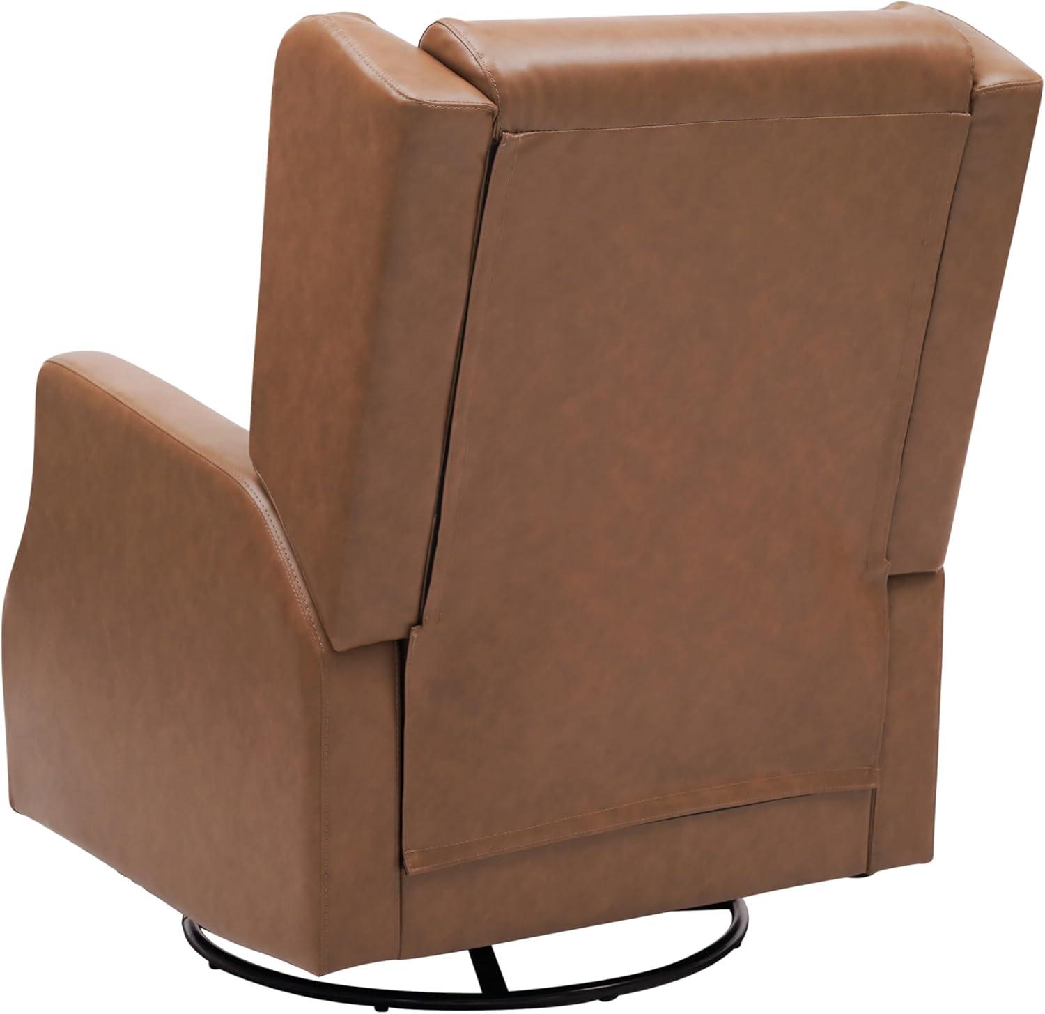 image:imageFlash Furniture Omma Swivel Glider Rocking Recliner Manual Wingback Recliner with 360 Degree Swivel for Living Room Bedroom or Nursery Cognac LeatherSoftCognac Leathersoft