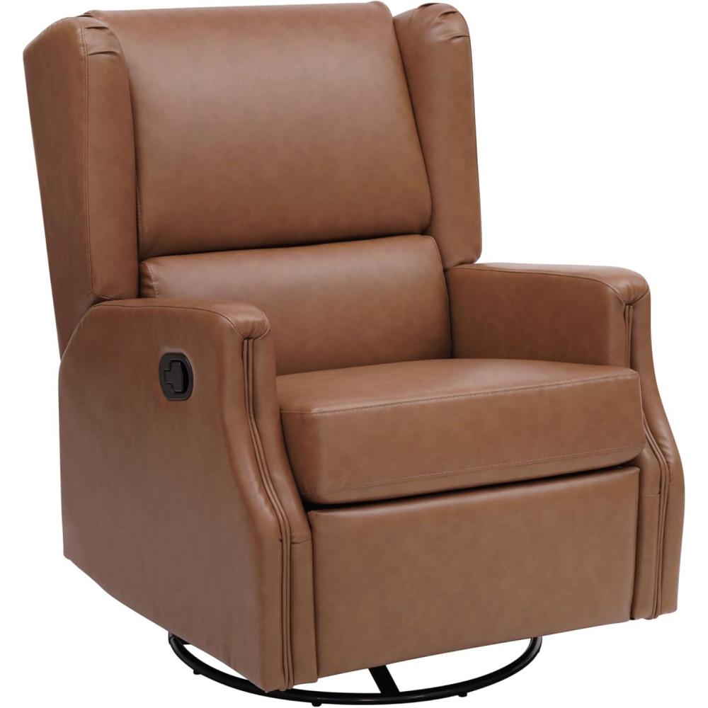 image:imageFlash Furniture Omma Swivel Glider Rocking Recliner Manual Wingback Recliner with 360 Degree Swivel for Living Room Bedroom or Nursery Cognac LeatherSoftCognac Leathersoft