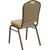 Flash Furniture 01AGH20124E Crown Back Stacking Banquet Chair, Beige Fabric, 2.5 Seat, Gold Frame