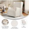 Flash Furniture Omma Swivel Glider Rocking Recliner, Manual Wingback Recliner with 360 Degree Swivel, for Living Room, Bedroom, or Nursery, Cognac LeatherSoft(Off-white Boucle)