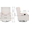 Flash Furniture Omma Swivel Glider Rocking Recliner, Manual Wingback Recliner with 360 Degree Swivel, for Living Room, Bedroom, or Nursery, Cognac LeatherSoft(Off-white Boucle)