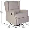 Flash Furniture Omma Swivel Glider Rocking Recliner, Manual Wingback Recliner with 360 Degree Swivel, for Living Room, Bedroom, or Nursery, Cognac LeatherSoft(Light Gray)