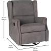 Flash Furniture Omma Swivel Glider Rocking Recliner, Manual Wingback Recliner with 360 Degree Swivel, for Living Room, Bedroom, or Nursery, Cognac LeatherSoft(Dark Gray)
