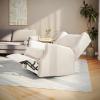 Flash Furniture Omma Swivel Glider Rocking Recliner, Manual Wingback Recliner with 360 Degree Swivel, for Living Room, Bedroom, or Nursery, Cognac LeatherSoft(Off-white Boucle)