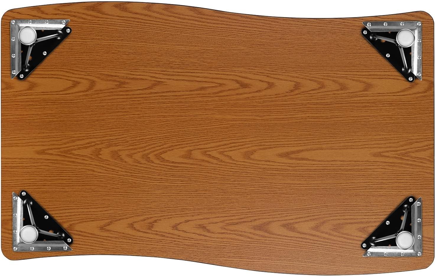 image:imageFlash Furniture 28W x 475L Rectangular Wave Collaborative Oak Thermal Laminate Activity Table Standard Height Adjustable LegsGrey