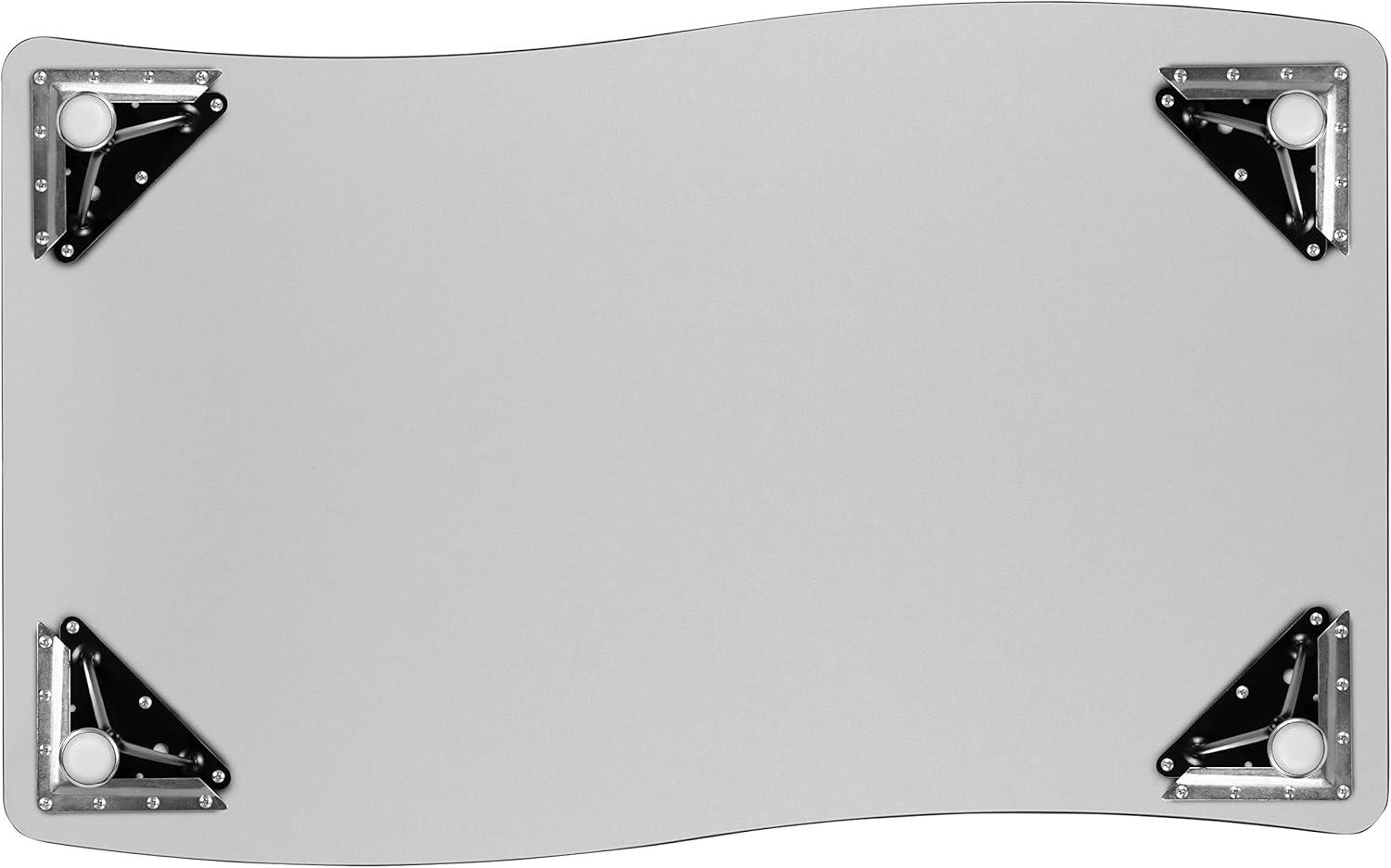 image:imageFlash Furniture 28W x 475L Rectangular Wave Collaborative Oak Thermal Laminate Activity Table Standard Height Adjustable LegsOak