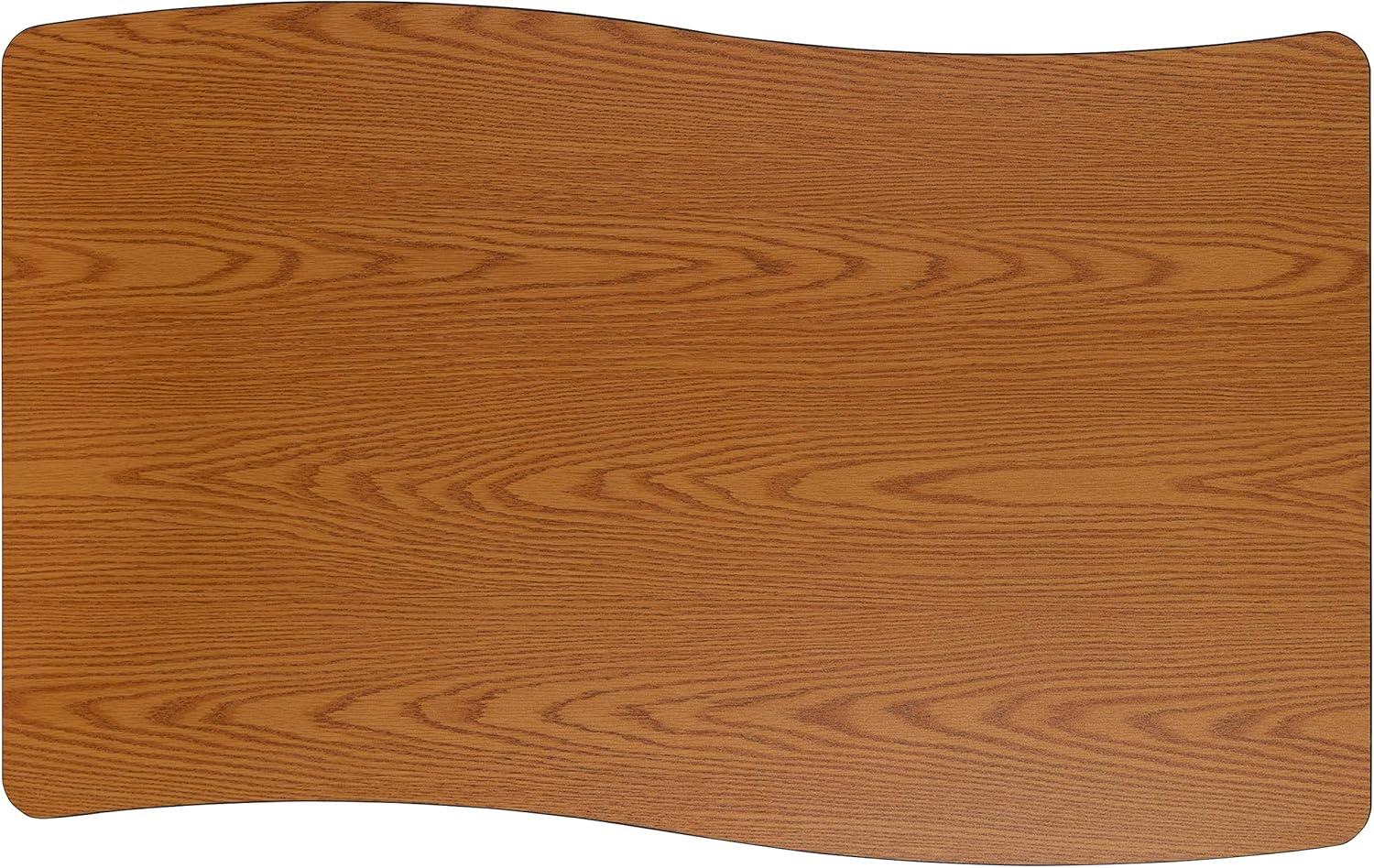 image:imageFlash Furniture 28W x 475L Rectangular Wave Collaborative Oak Thermal Laminate Activity Table Standard Height Adjustable LegsOak