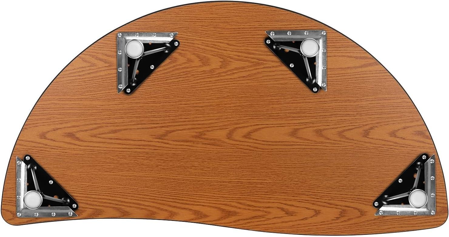 image:imageFlash Furniture 475 Half Circle Wave Collaborative Oak Thermal Laminate Activity Table Standard Height Adjustable LegsGrey