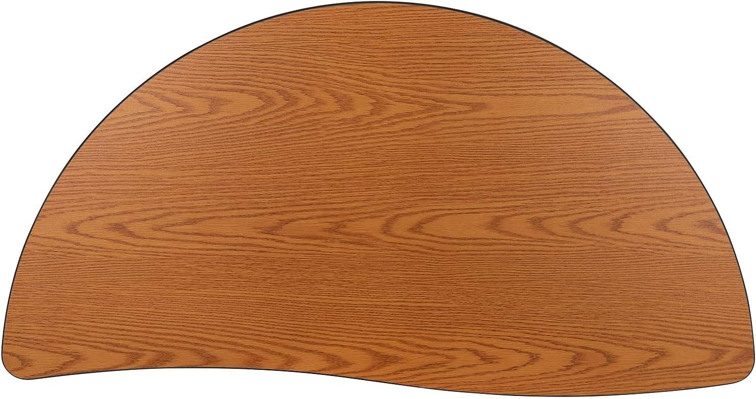 image:imageFlash Furniture 475 Half Circle Wave Collaborative Oak Thermal Laminate Activity Table Standard Height Adjustable LegsOak