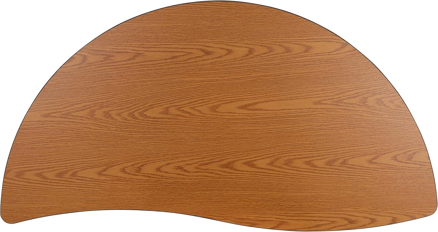 image:imageFlash Furniture 60 Half Circle Wave Collaborative Oak Thermal Laminate Activity Table Height Adjustable Short LegsOak