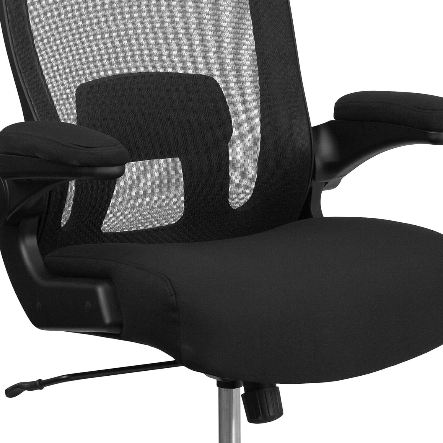 image:imageFlash Furniture Big amp Tall Swivel Office and Gaming Chair with LeatherSoft Seat Mesh Office Chair with FlipUp Armrests and Adjustable Height BlackBlack FabricMesh
