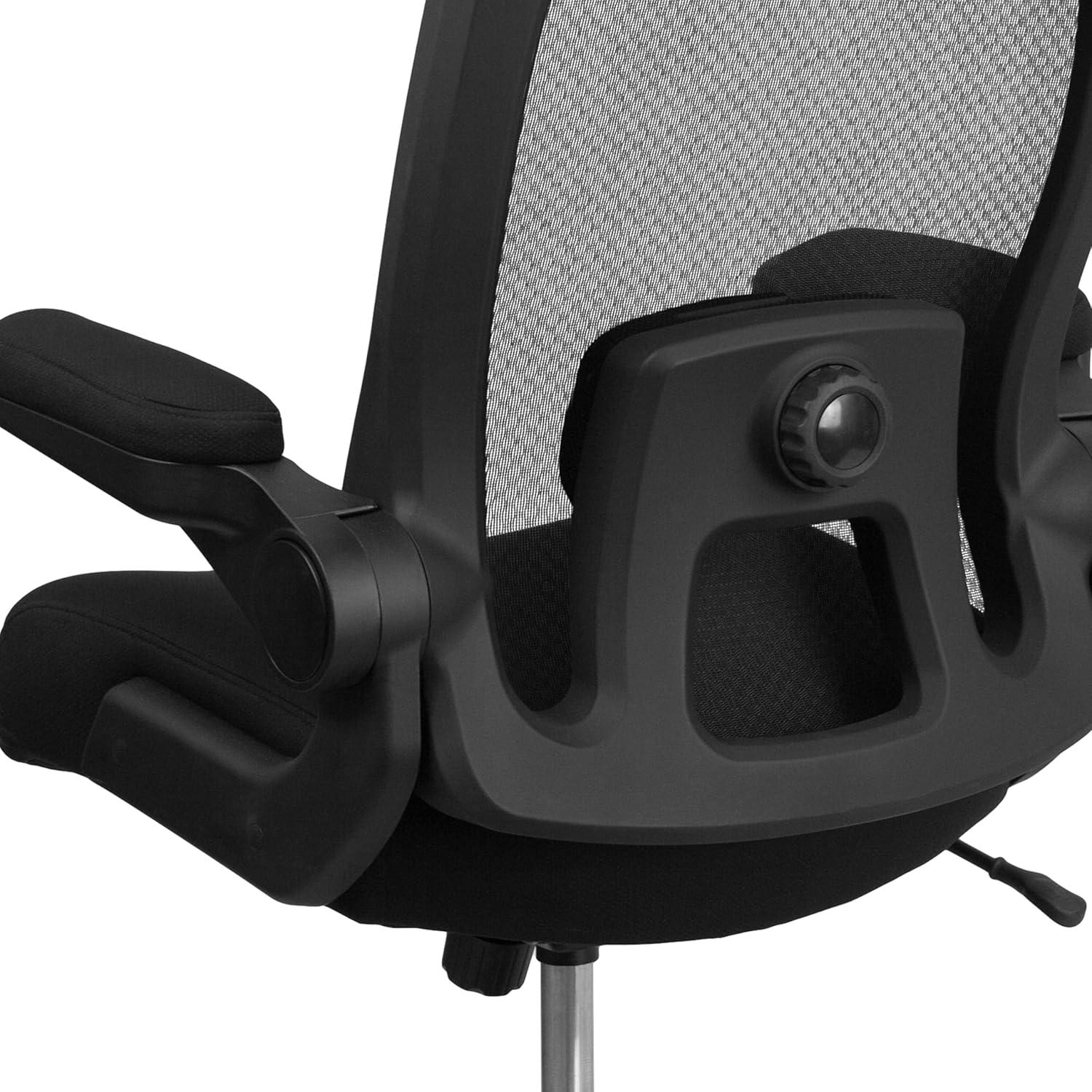 image:imageFlash Furniture Big amp Tall Swivel Office and Gaming Chair with LeatherSoft Seat Mesh Office Chair with FlipUp Armrests and Adjustable Height BlackBlack FabricMesh