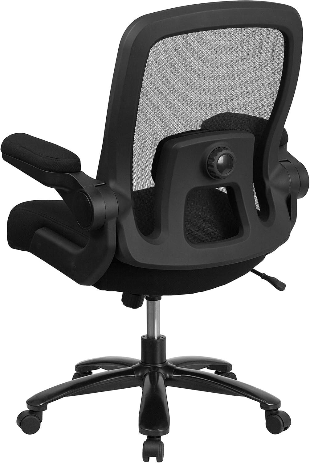 image:imageFlash Furniture Big amp Tall Swivel Office and Gaming Chair with LeatherSoft Seat Mesh Office Chair with FlipUp Armrests and Adjustable Height BlackBlack FabricMesh
