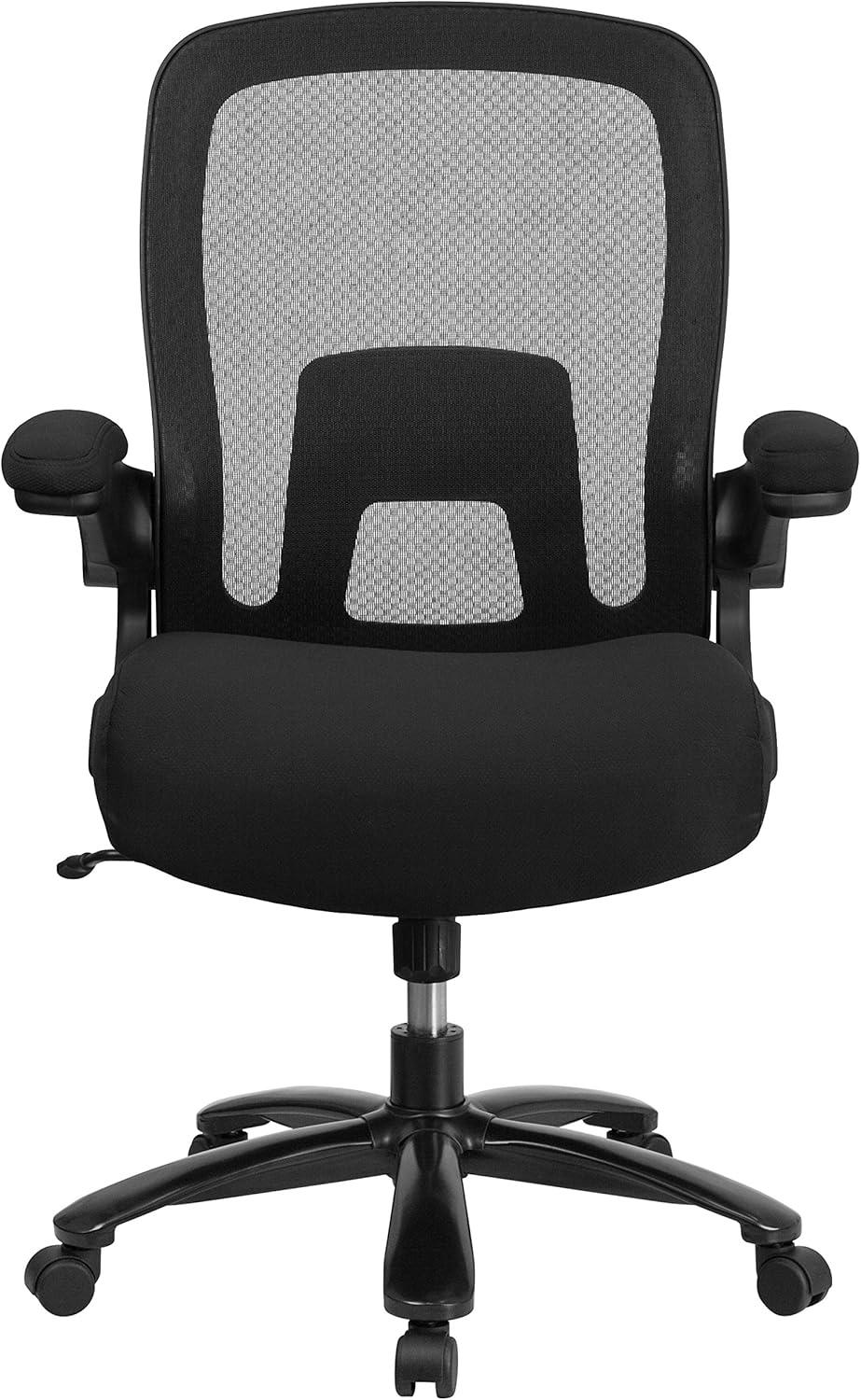 image:imageFlash Furniture Big amp Tall Swivel Office and Gaming Chair with LeatherSoft Seat Mesh Office Chair with FlipUp Armrests and Adjustable Height BlackBlack FabricMesh