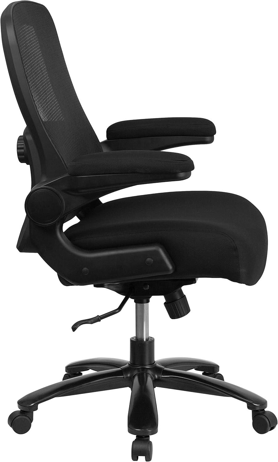 image:imageFlash Furniture Big amp Tall Swivel Office and Gaming Chair with LeatherSoft Seat Mesh Office Chair with FlipUp Armrests and Adjustable Height BlackBlack FabricMesh