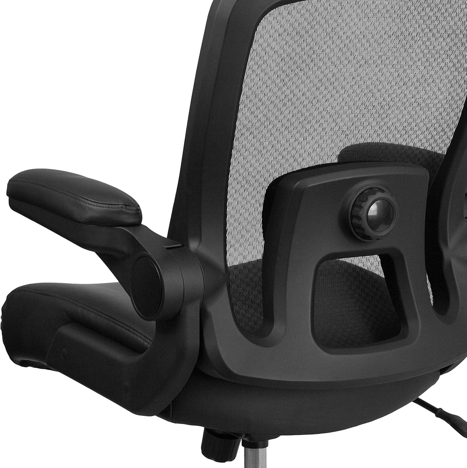 image:imageFlash Furniture Big amp Tall Swivel Office and Gaming Chair with LeatherSoft Seat Mesh Office Chair with FlipUp Armrests and Adjustable Height BlackBlack LeathersoftMesh