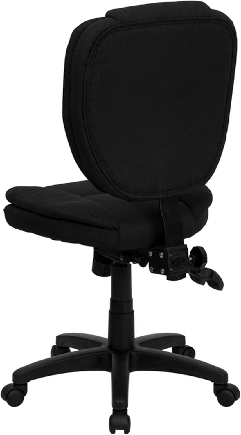 image:imageFlash Furniture Caroline MidBack Black LeatherSoft Multifunction Swivel Ergonomic Task Office Chair with Pillow Top CushioningBlack Fabric