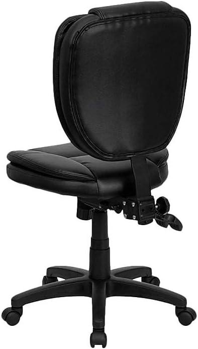 image:imageFlash Furniture Caroline MidBack Black LeatherSoft Multifunction Swivel Ergonomic Task Office Chair with Pillow Top CushioningBlack Leathersoft