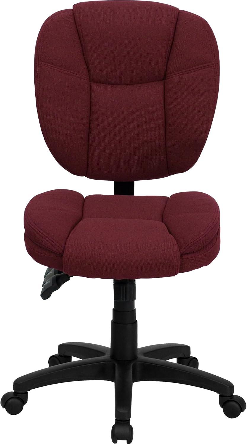 image:imageFlash Furniture Caroline MidBack Black LeatherSoft Multifunction Swivel Ergonomic Task Office Chair with Pillow Top CushioningBurgundy Fabric