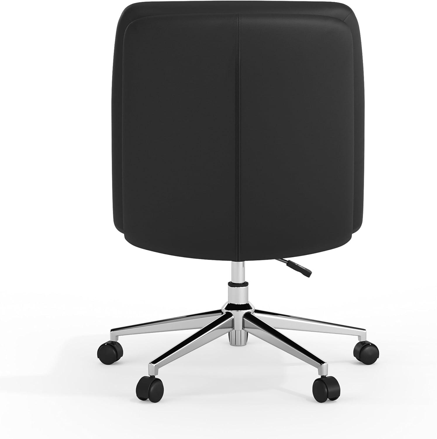 image:imageFlash Furniture Chloe Commercial MidBack Swivel Office Chair Padded LeatherSoft Adjustable Height Ergonomic MidRise Back Armless Wheels WhiteGoldBlack LeathersoftChrome Frame