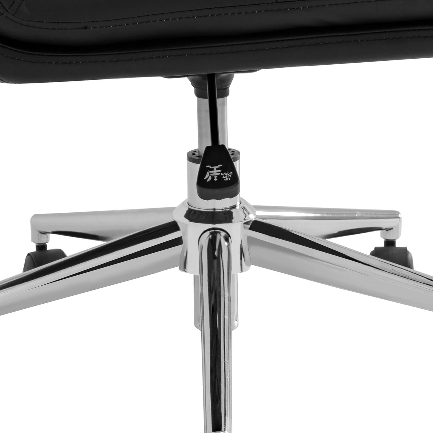 image:imageFlash Furniture Chloe Commercial MidBack Swivel Office Chair Padded LeatherSoft Adjustable Height Ergonomic MidRise Back Armless Wheels WhiteGoldBlack LeathersoftChrome Frame