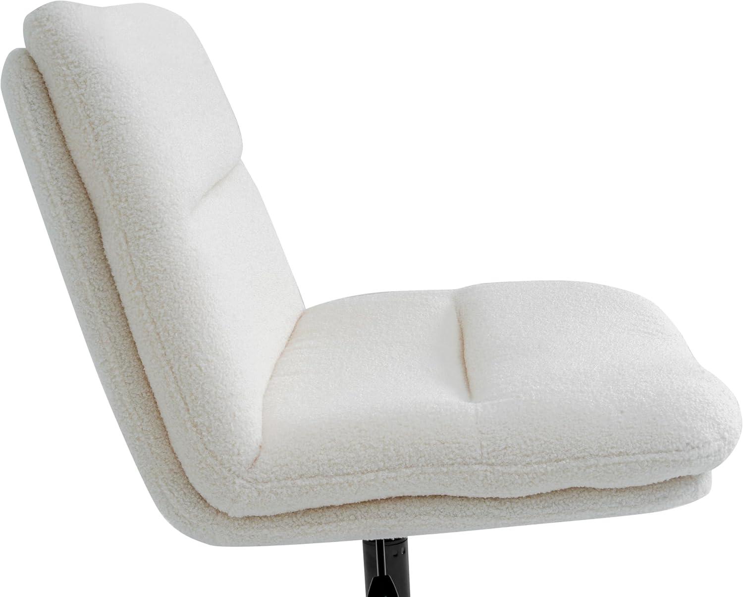 image:imageFlash Furniture Chloe Commercial MidBack Swivel Office Chair Wide Design Padded LeatherSoft Adjustable Height Ergonomic MidRise Back Armless BlackChromeCream Faux ShearlingBlack Frame