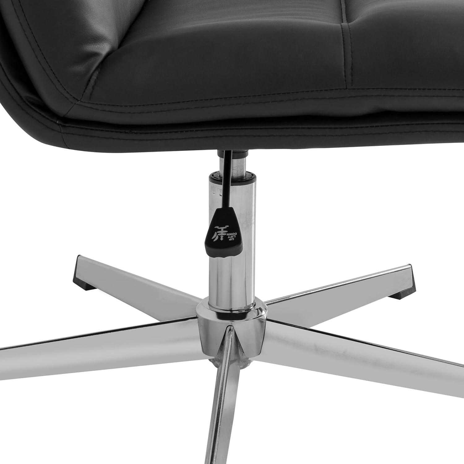 image:imageFlash Furniture Chloe Commercial MidBack Swivel Office Chair Wide Design Padded LeatherSoft Adjustable Height Ergonomic MidRise Back Armless BlackChromeBlack LeathersoftChrome Frame
