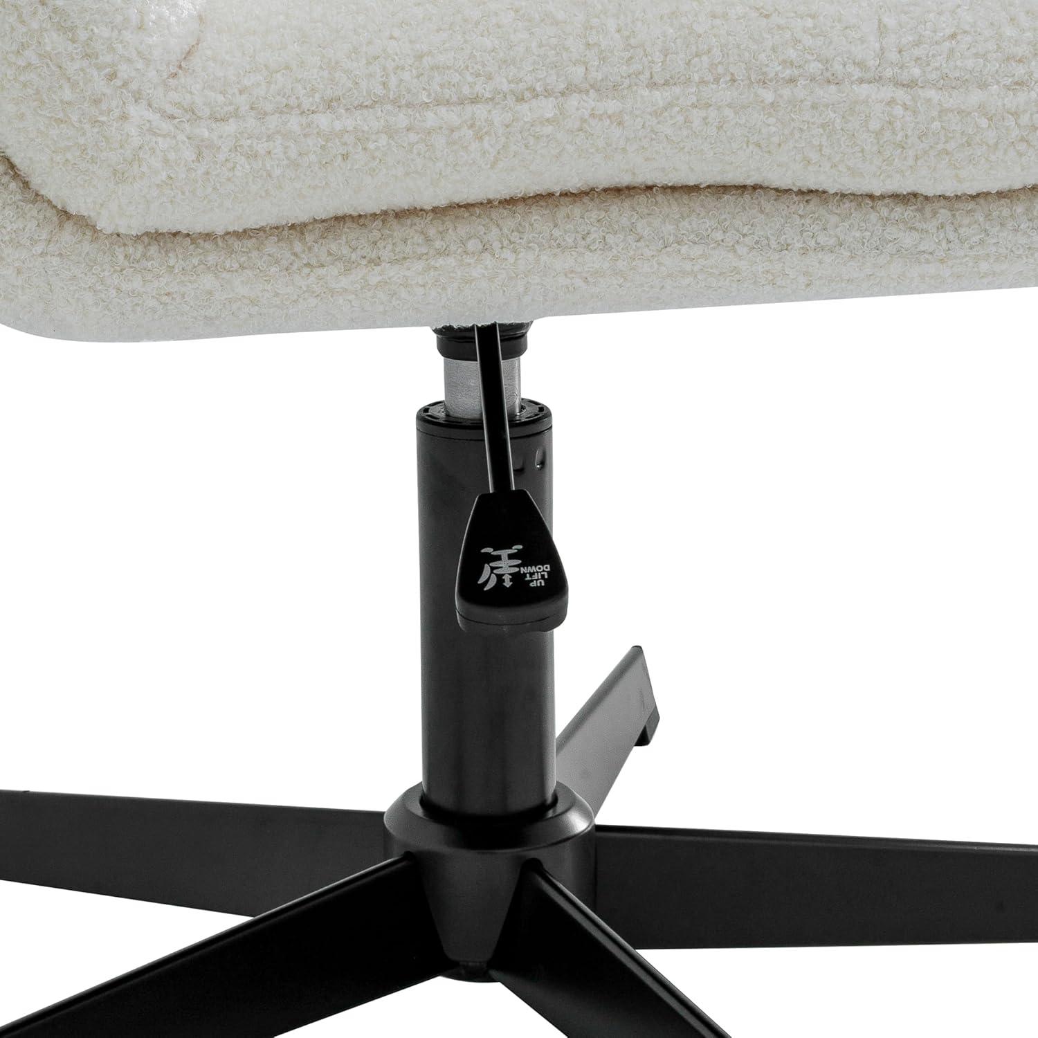 image:imageFlash Furniture Chloe Commercial MidBack Swivel Office Chair Wide Design Padded LeatherSoft Adjustable Height Ergonomic MidRise Back Armless BlackChromeCream Faux ShearlingBlack Frame
