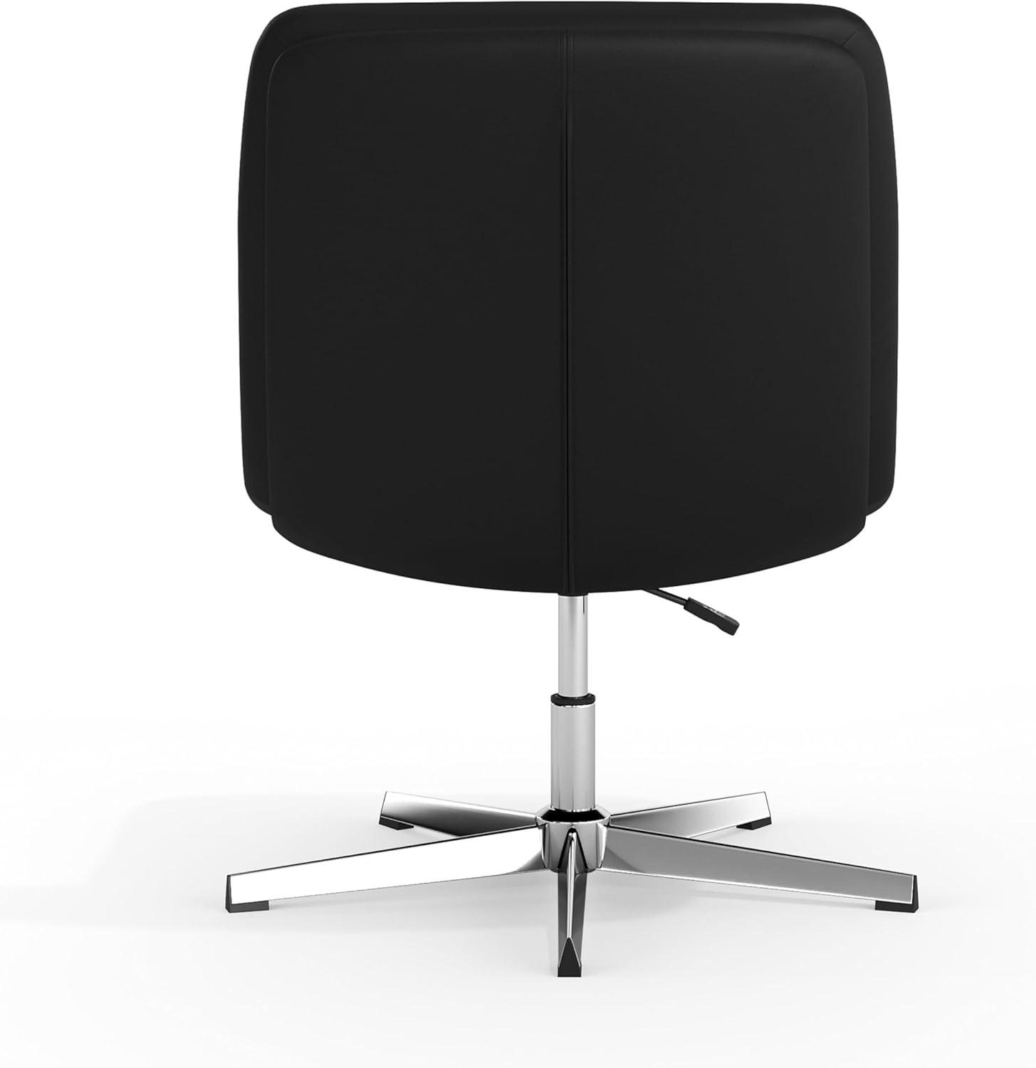image:imageFlash Furniture Chloe Commercial MidBack Swivel Office Chair Wide Design Padded LeatherSoft Adjustable Height Ergonomic MidRise Back Armless BlackChromeBlack LeathersoftChrome Frame