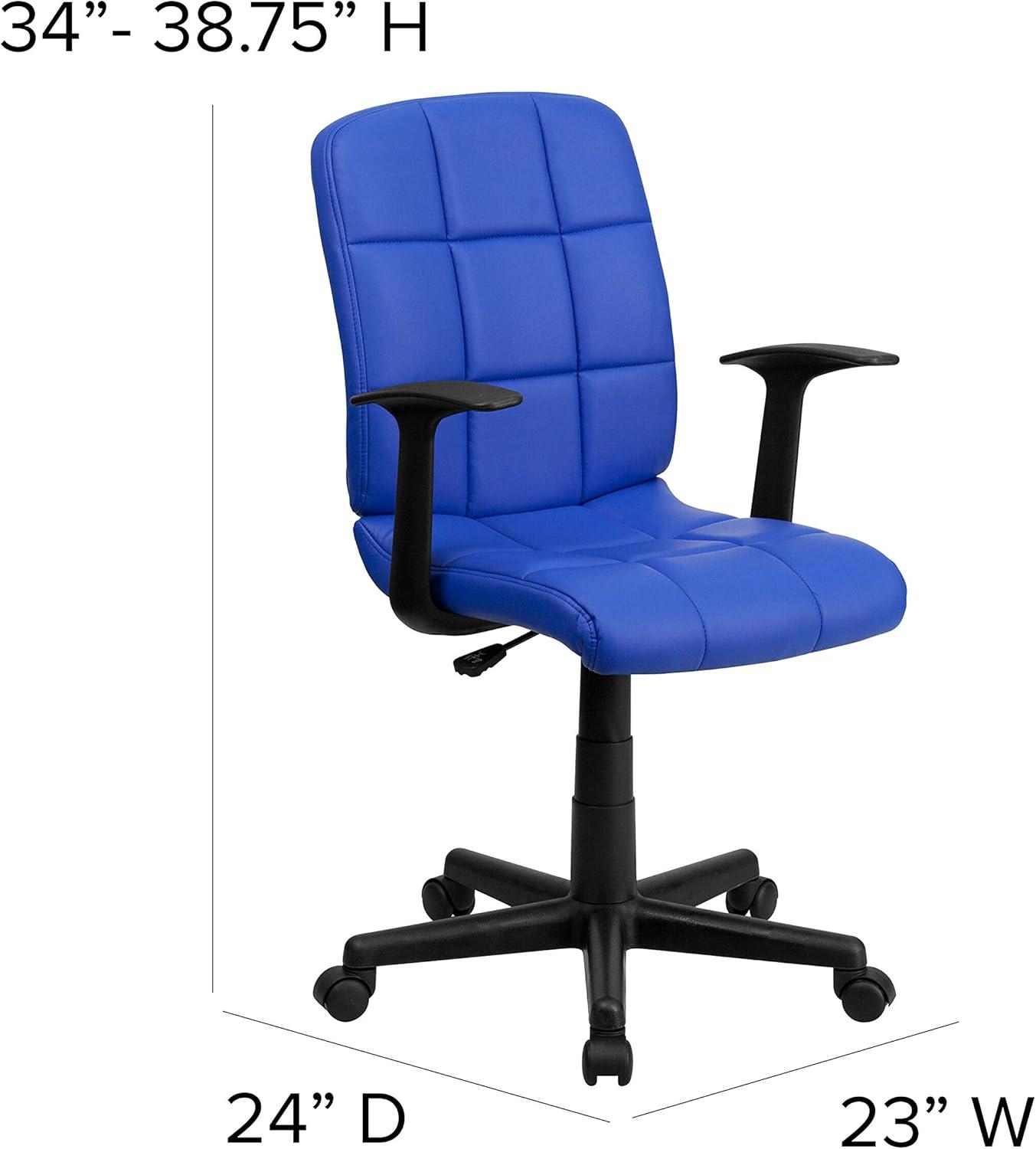 image:imageFlash Furniture Clayton MidBack Orange Quilted Vinyl Swivel Task Office Chair with ArmsBlue