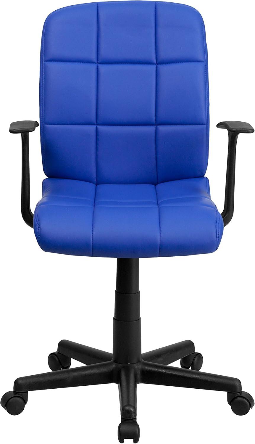 image:imageFlash Furniture Clayton MidBack Orange Quilted Vinyl Swivel Task Office Chair with ArmsBlue