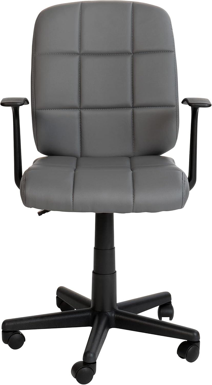 image:imageFlash Furniture Clayton MidBack Orange Quilted Vinyl Swivel Task Office Chair with ArmsGrey
