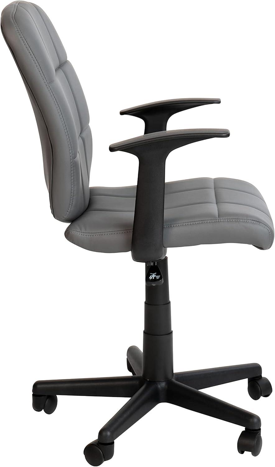 image:imageFlash Furniture Clayton MidBack Orange Quilted Vinyl Swivel Task Office Chair with ArmsGrey