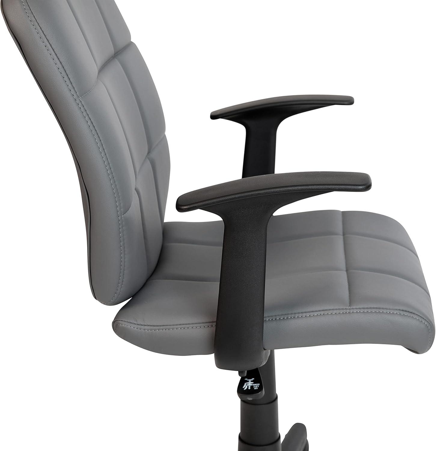 image:imageFlash Furniture Clayton MidBack Orange Quilted Vinyl Swivel Task Office Chair with ArmsGrey