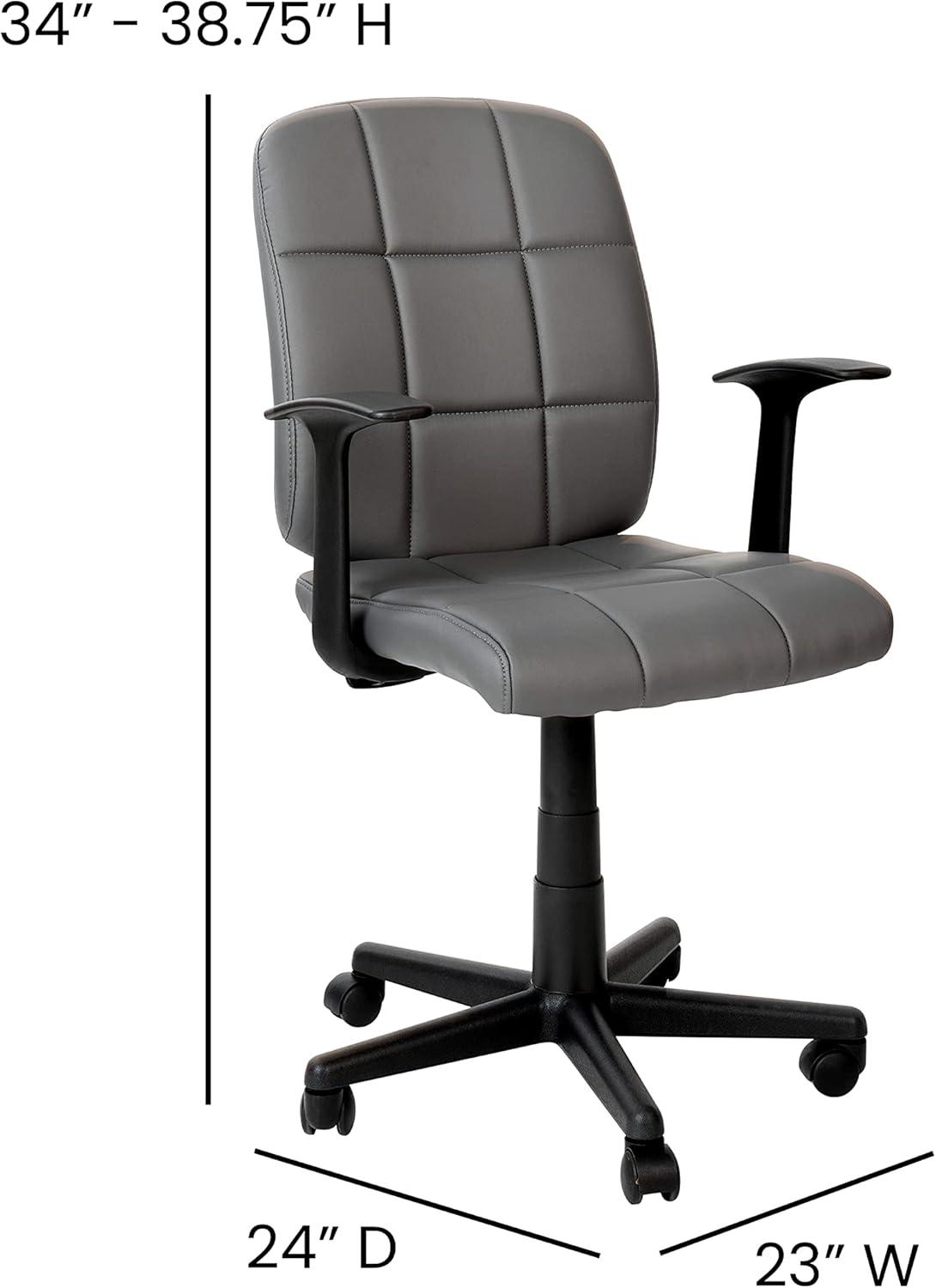 image:imageFlash Furniture Clayton MidBack Orange Quilted Vinyl Swivel Task Office Chair with ArmsGrey