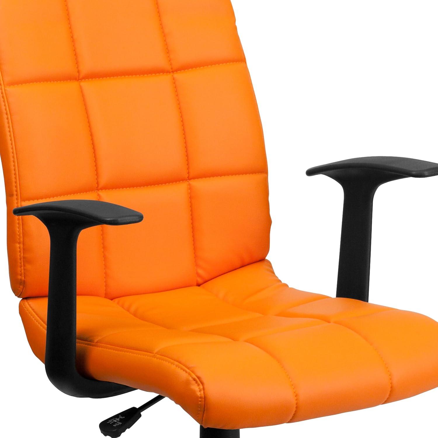 image:imageFlash Furniture Clayton MidBack Orange Quilted Vinyl Swivel Task Office Chair with ArmsOrange