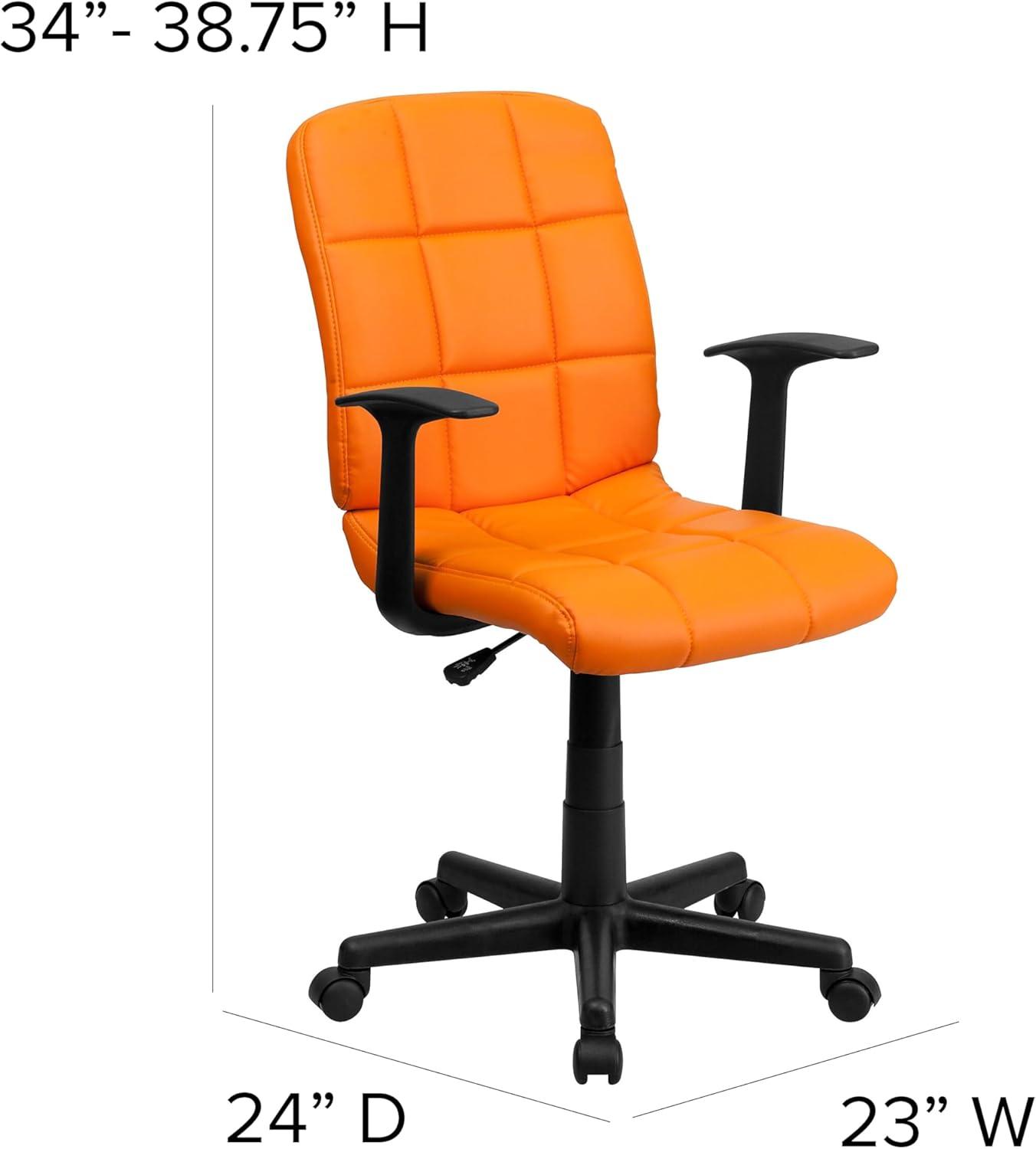 image:imageFlash Furniture Clayton MidBack Orange Quilted Vinyl Swivel Task Office Chair with ArmsOrange