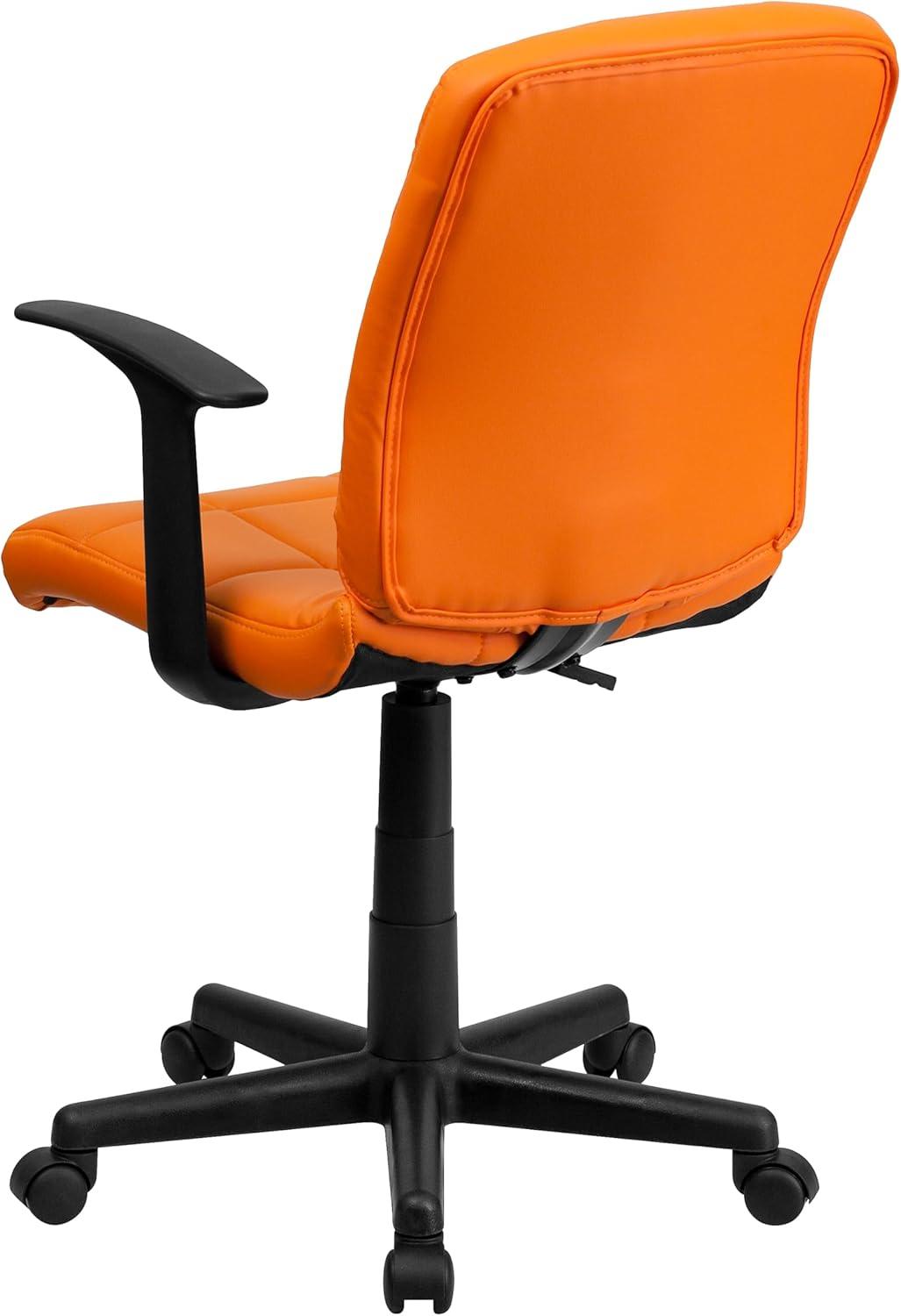 image:imageFlash Furniture Clayton MidBack Orange Quilted Vinyl Swivel Task Office Chair with ArmsOrange