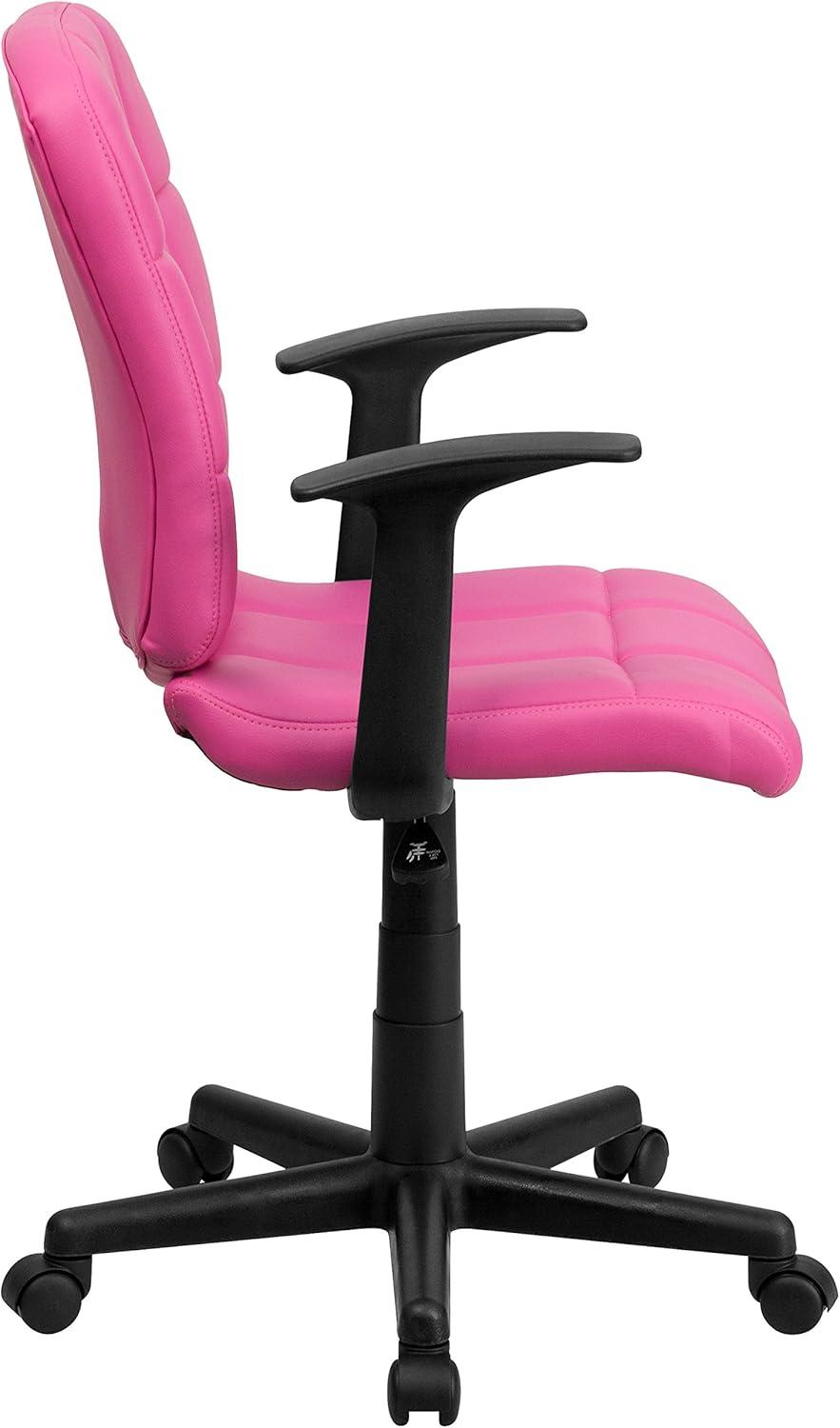 image:imageFlash Furniture Clayton MidBack Pink Quilted Vinyl Swivel Task Office Chair with ArmsPink