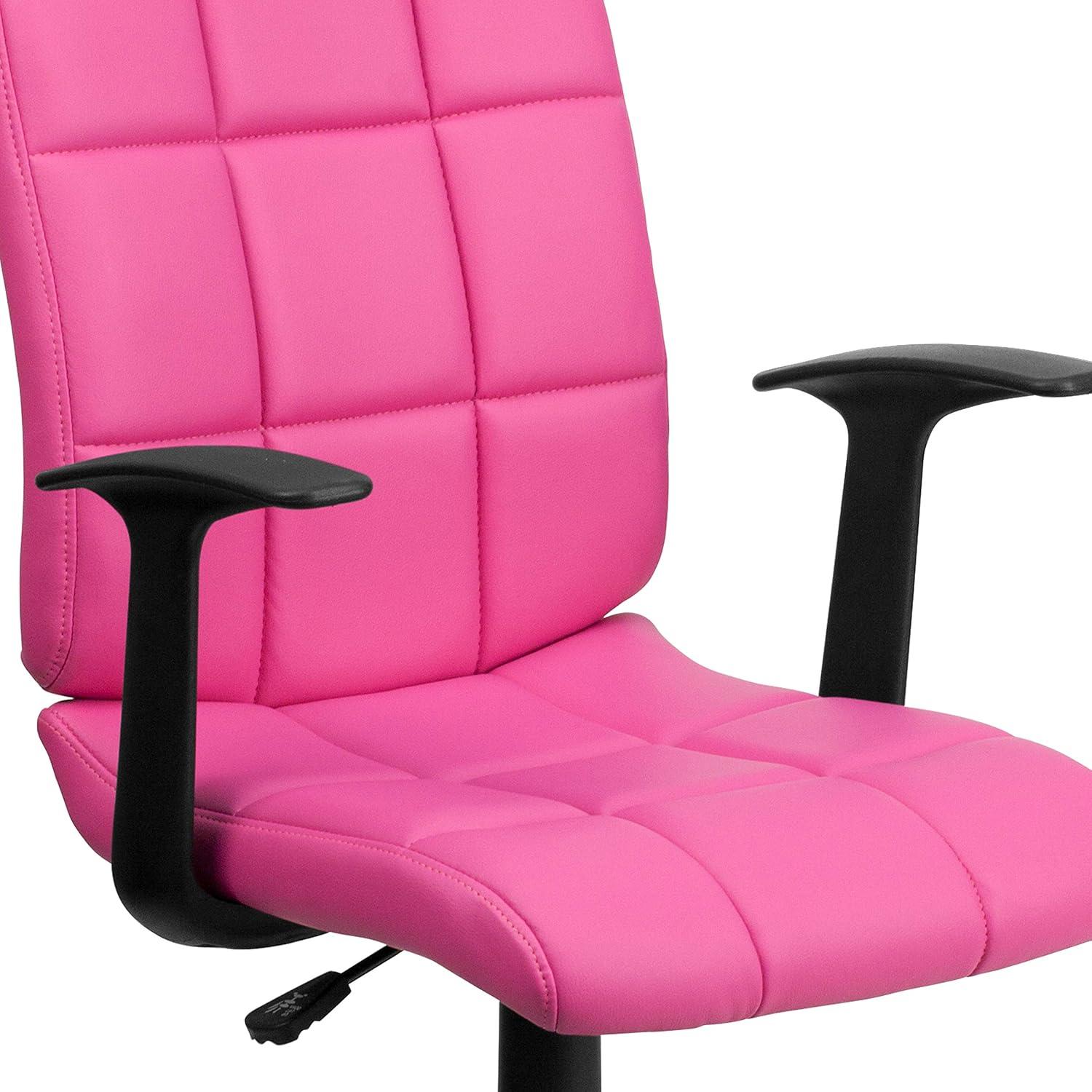 image:imageFlash Furniture Clayton MidBack Pink Quilted Vinyl Swivel Task Office Chair with ArmsPink