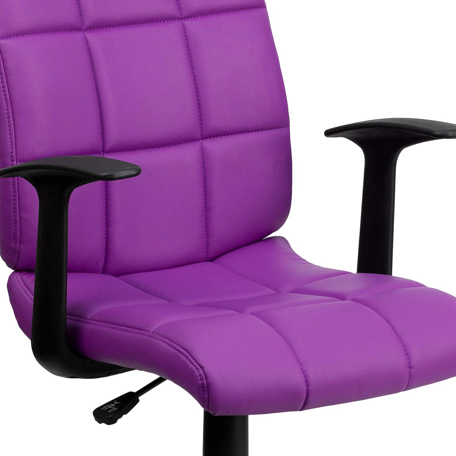image:imageFlash Furniture Clayton MidBack Pink Quilted Vinyl Swivel Task Office Chair with ArmsPurple