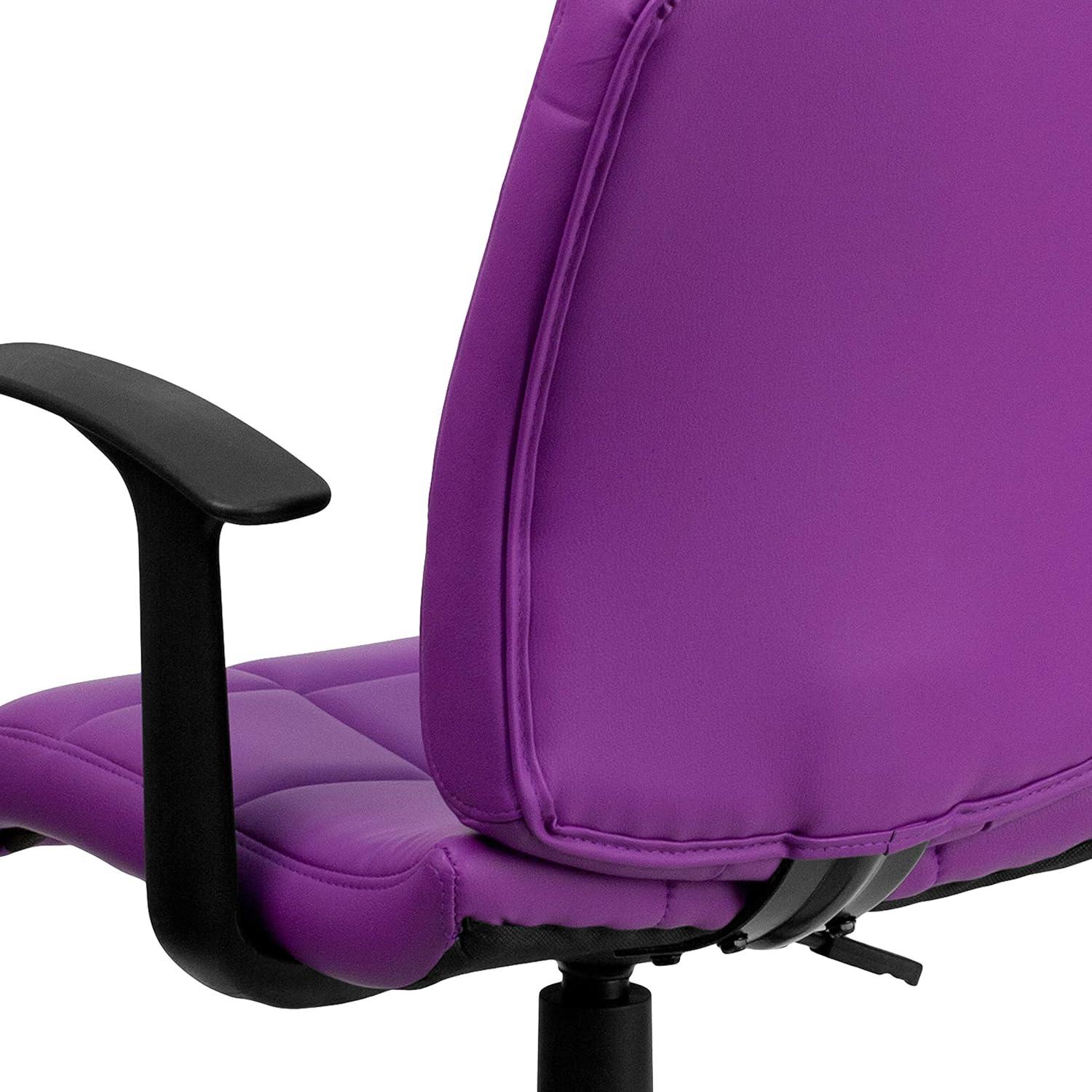 image:imageFlash Furniture Clayton MidBack Pink Quilted Vinyl Swivel Task Office Chair with ArmsPurple